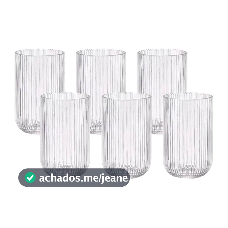 Conj. 6 Copos Altos de Vidro Canelado Versalhes 420ml - Casart