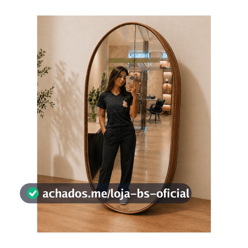 Espelho Oval 80x50 com Moldura em Couro – Decoração Moderna