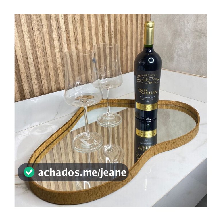 Bandeja Espelhada Decorativa Multiuso  Com Borda Madeira 55x40