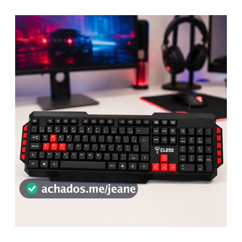 Teclado Gamer USB Styger Membrana ABNT2 Preto Com Fio USB Plug And Play Para PC Notebook
