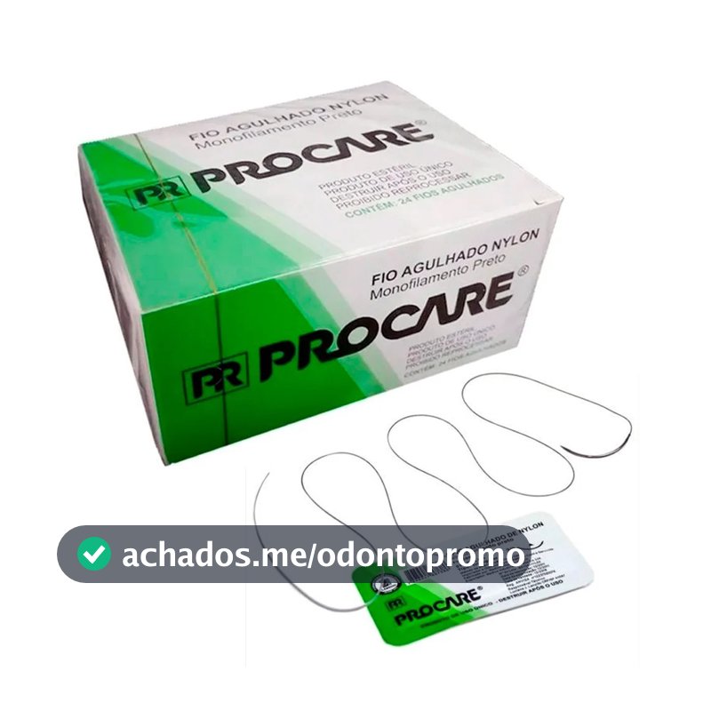 Fio Sutura Preto Agulhado Nylon 3/8 Ag 20mm- PROCARE Lote 4172481 Val 08-2029
