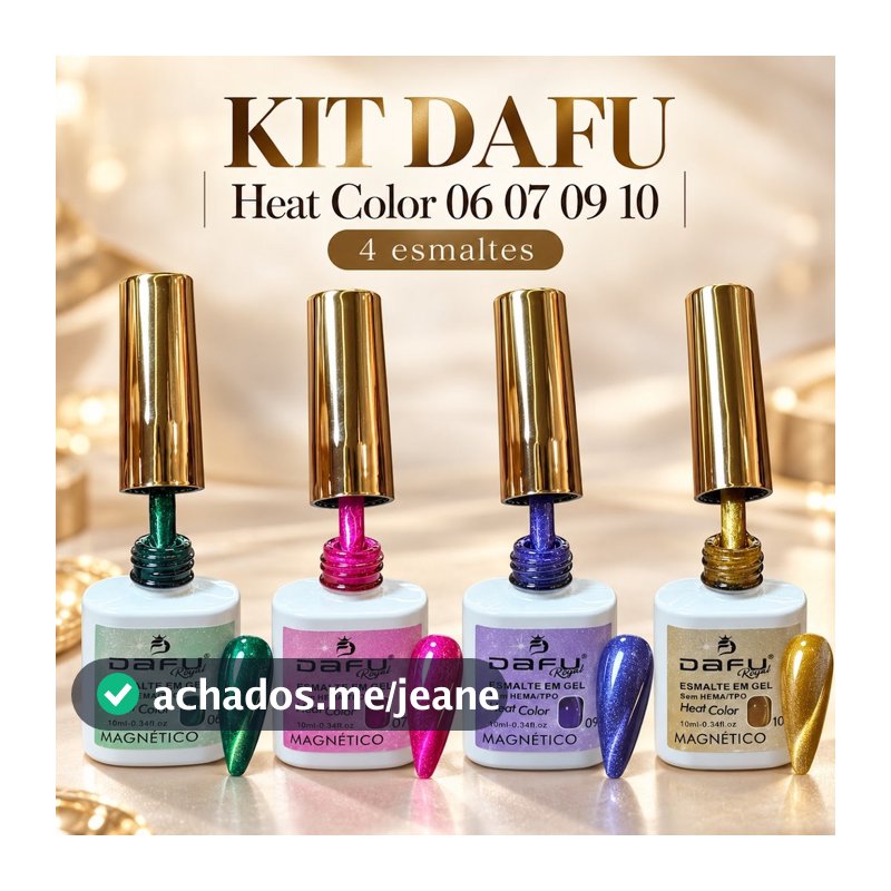 Kit 4 Esmaltes em Gel Magnéticos DAFU Heat Color 06 07 09 10
