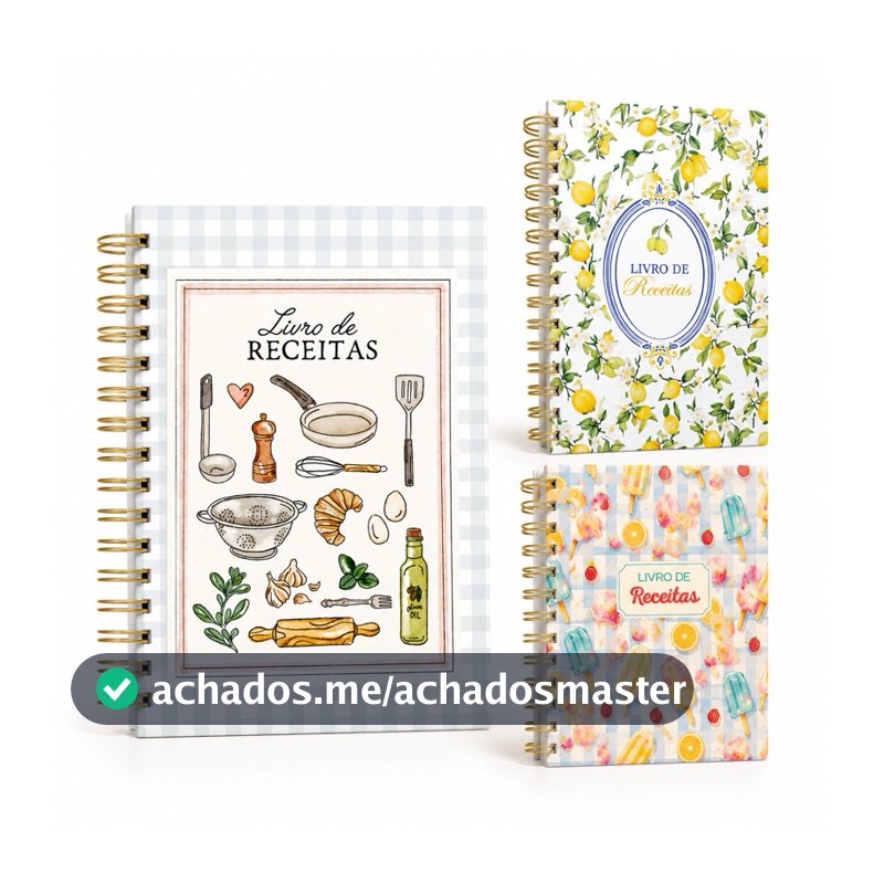 Livro de Receitas Inteligente Personalizado com Nome Capa Dura 100 Folhas Caderno Receita