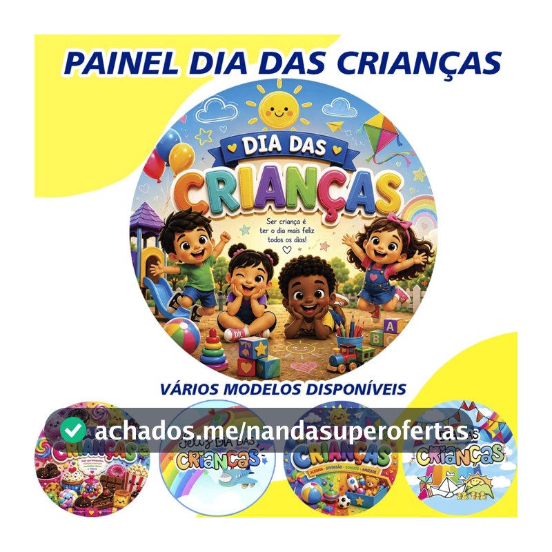 Painel Redondo tema Dia das Crianças,Infantil,Painel Redondo, Painel de Festa, tecido Sublimado