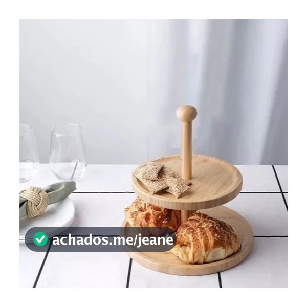 Petisqueira Em Bambu 2 Andares Servir Frios Doces Decoração Mesa