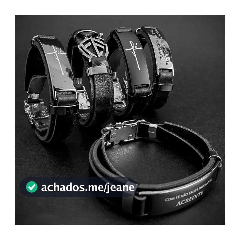 Pulseira Bracelete Masculina Feminina Religiosa Couro Ajustável Fé Pai Nosso Frases Bíblicas Cristã