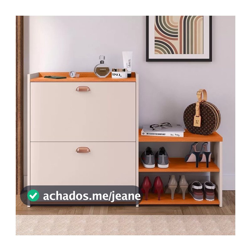 Sapateira Com Banquinho até 21 Pares Organizadora Prateleira Gaveta Basculante Hall Entrada