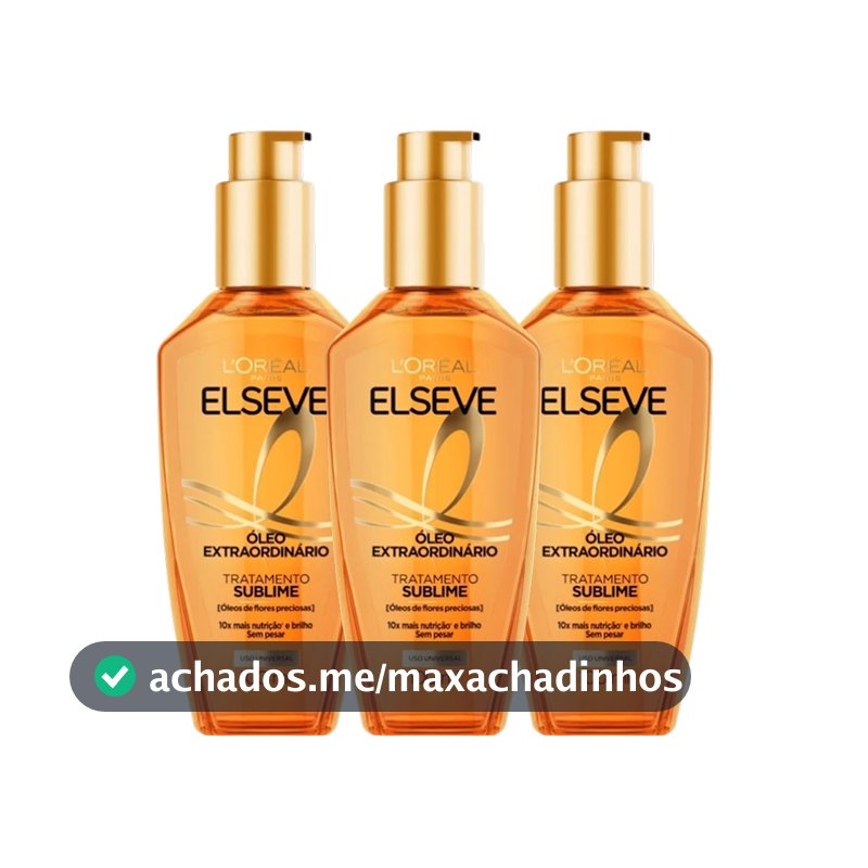Kit 3 Óleo Capilar Elseve L'Oréal Paris Óleo Extraordinário 100ml - 3 unidades