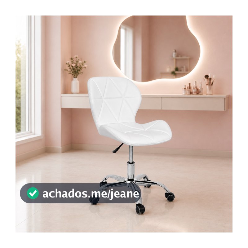 Cadeira em Couro com Rodinhas e Regulagem de Altura Suporta 130KG - Manicure Penteadeira Salão Clinica Recepção