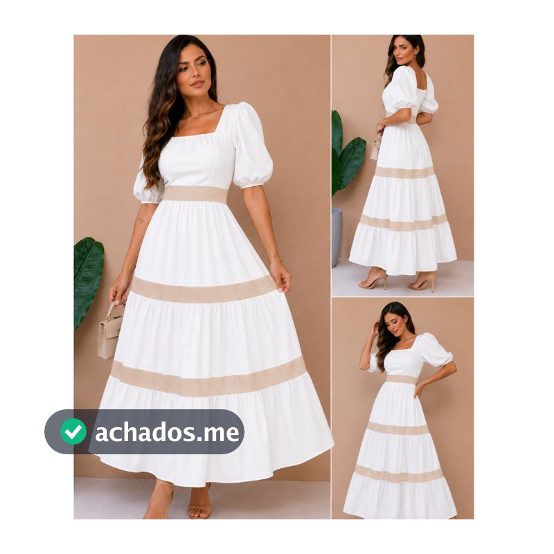 Vestido Midi Elegante Bicolor - Coleção Bordados Exclusivos Feminino E Sotisficado Listras
