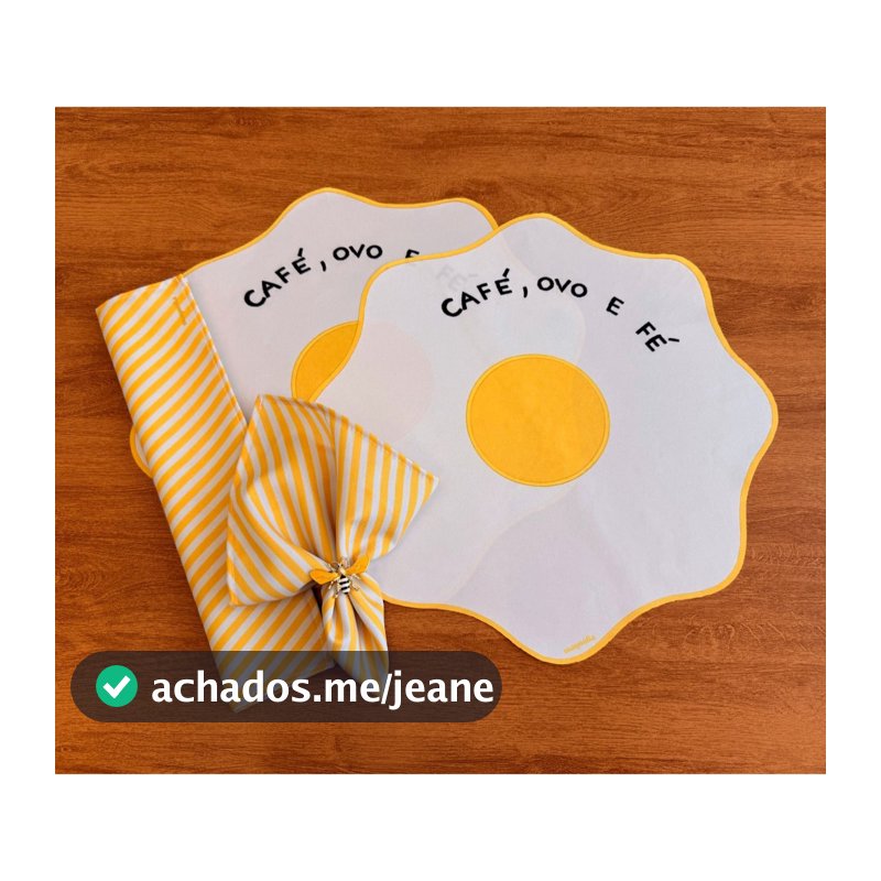 Kit Café Da Manhã 2 Americanos Impermeável + 2 Guardanapos Estampa Exclusiva Café Ovo e Fé Oferta