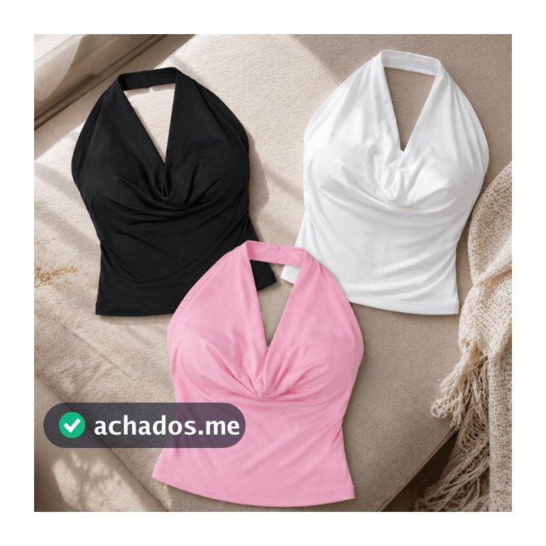 Kit 3 Blusa Feminina Gola Boba Decote Drapeado Soltinha Confortável Elegante