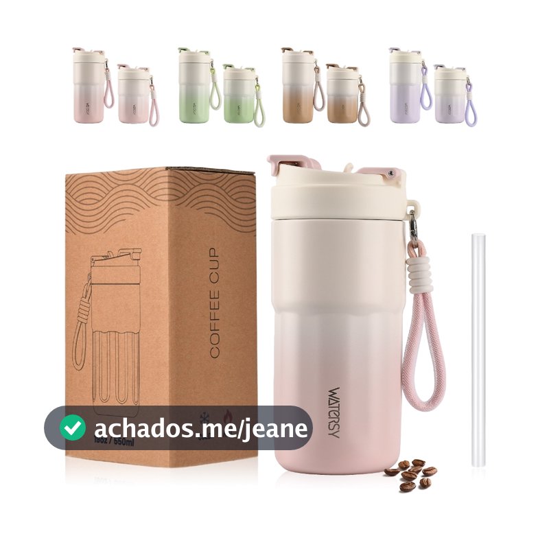 WATERSY Copo térmico de aço inoxidável, copo para café, 500ml, elegante e portátil para esportes.
