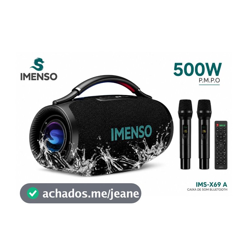 Caixa De Som Grande Potente Imenso 500W IMS-X69A Bluetooth 45000mAh À Prova D'Água IPX6 + 2 Microfones LANÇAMENTO