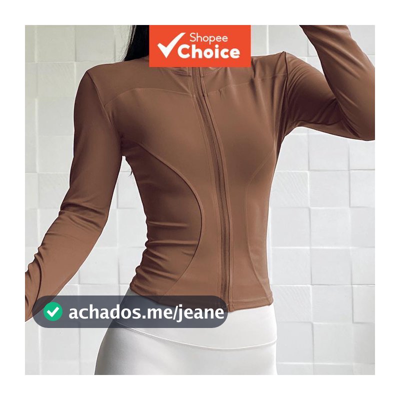 Top Feminino De Ioga : Manga Comprida , Zíper Completo , Secagem Rápida , Roupa De Fitness De Alta Elasticidade