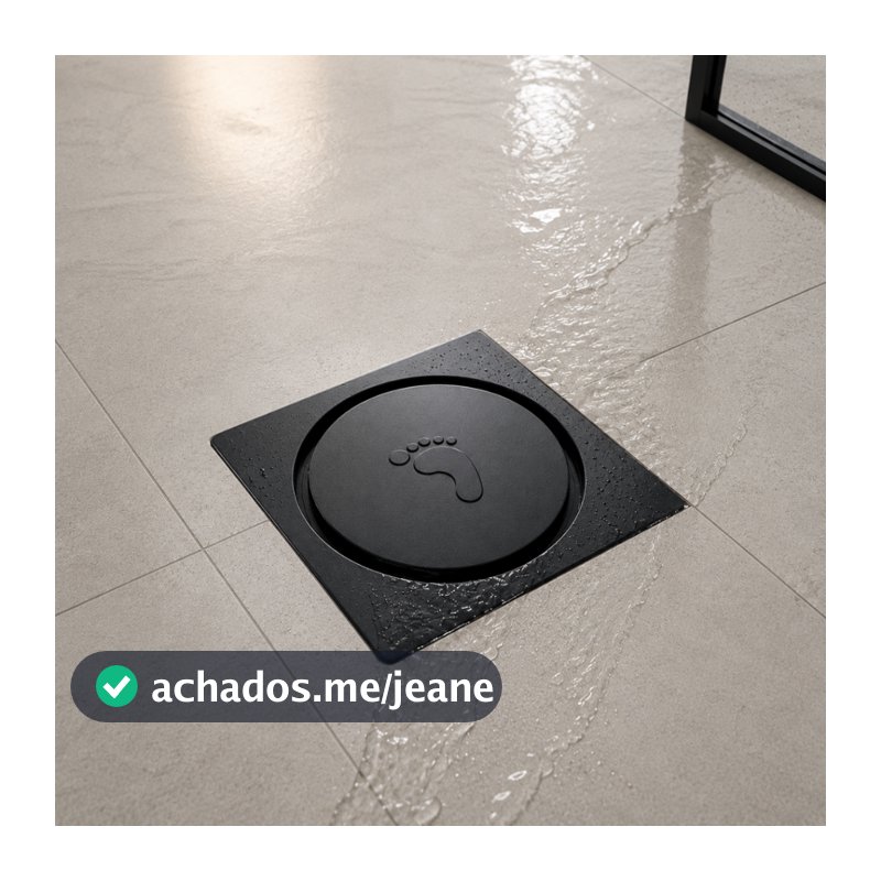 Ralo Click Inteligente Plástico ABS 10x10 Quadrado PRETO - Veda Cheiro Piso Banheiro Casa Cozinha