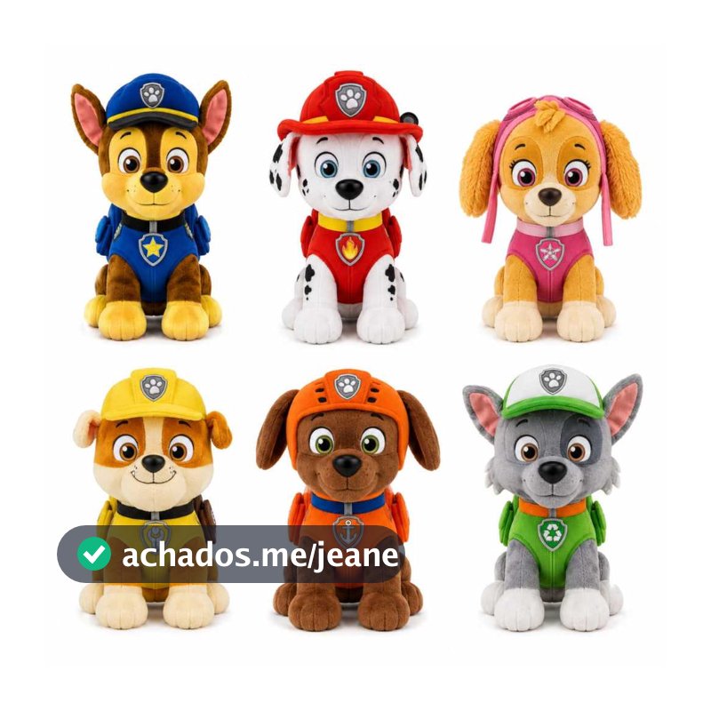Bonecos Pelúcia Filhotes Patrulha Canina Brinquedo Com Som 20cm