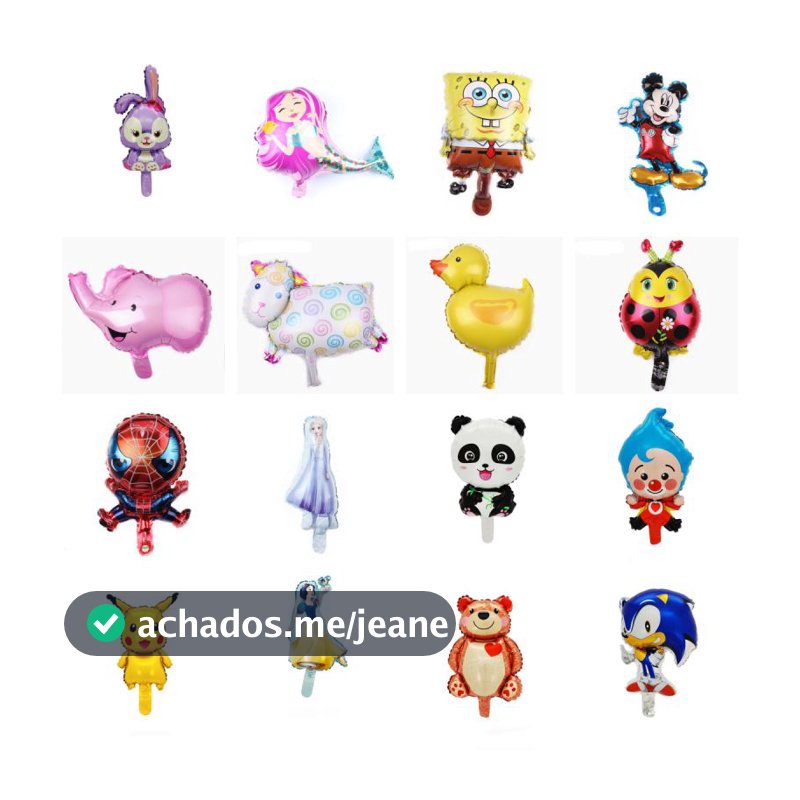 48 mini desenhos animados em forma de balões de folha de alumínio/decorações de festa de aniversário das crianças