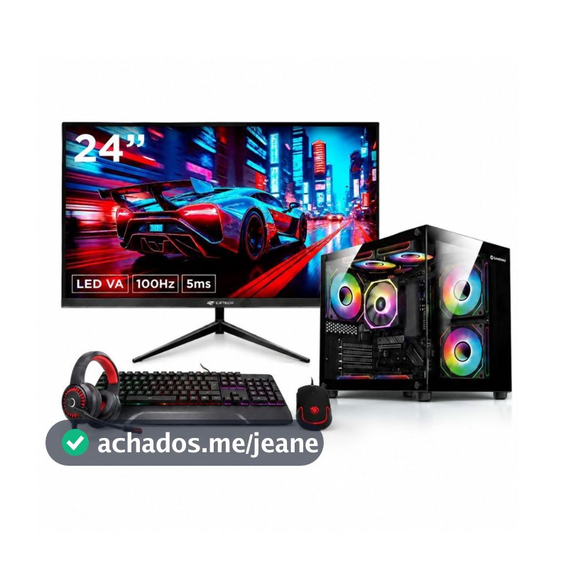 Computador PC Gamer Ryzen 5 5600GT 16GB RAM DDR4 SSD 480GB WIFI MONITOR LED 23"