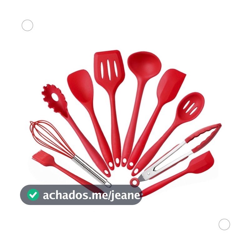 Kit 10 Peças Utensílios de Cozinha de Silicone Original Jogo Completo para Cozinha