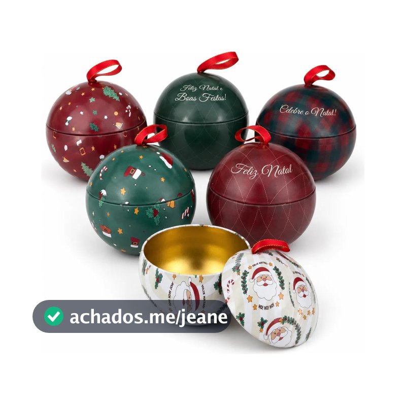 Kit 6 Bolas De Natal Metal Decoração Latas Natalinas 8,5cm