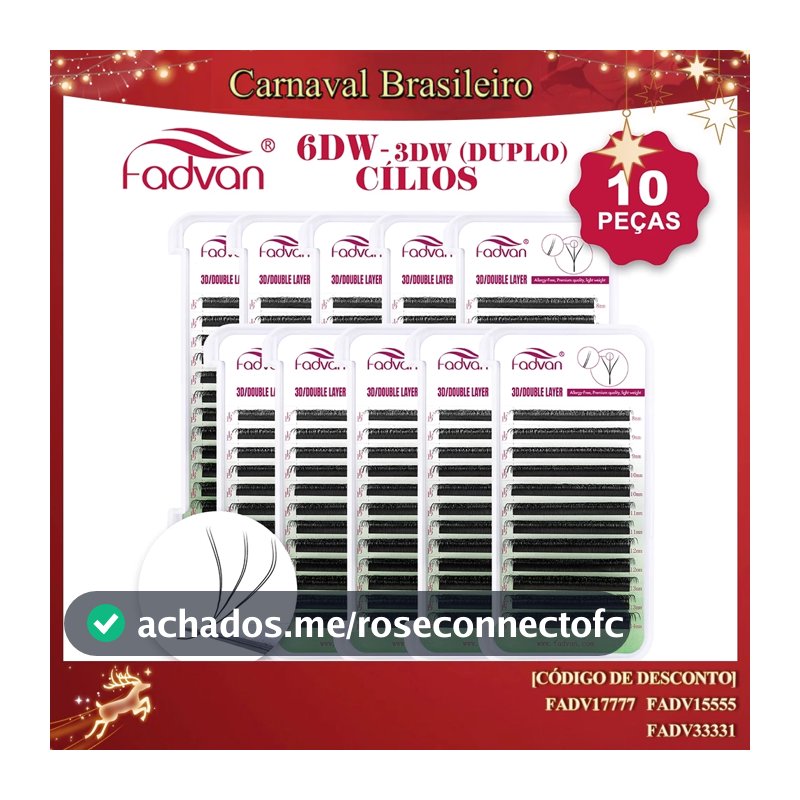 10 Peças Fadvan Pontas Duplas 3D Cílios 6DW Forma Extensão De Preço De Atacado Do Fabricante