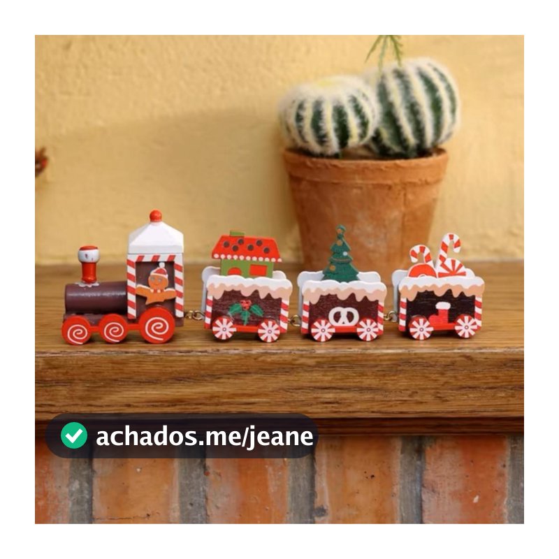 Trem Trenzinho De Madeira Enfeite Decoração Natal Papai Noel Biscoitos