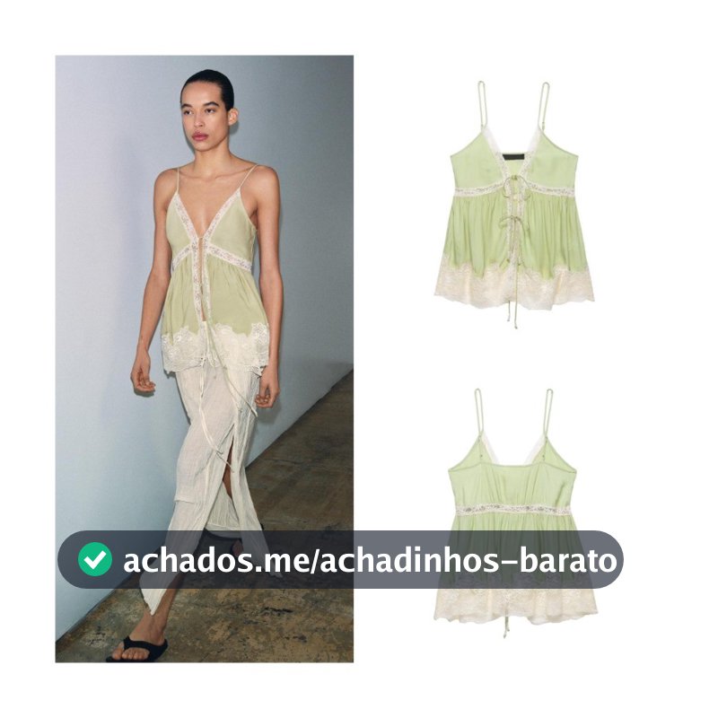 Top de roupa íntima de renda verde  5107058