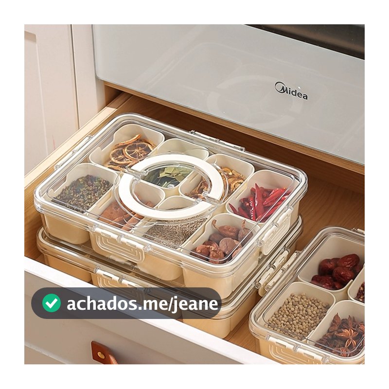 Pote Acrílico Luxo Multiuso Com 4 Ou 8 Divisórias Para Frutas Legumes Carnes E Ovos Transparente