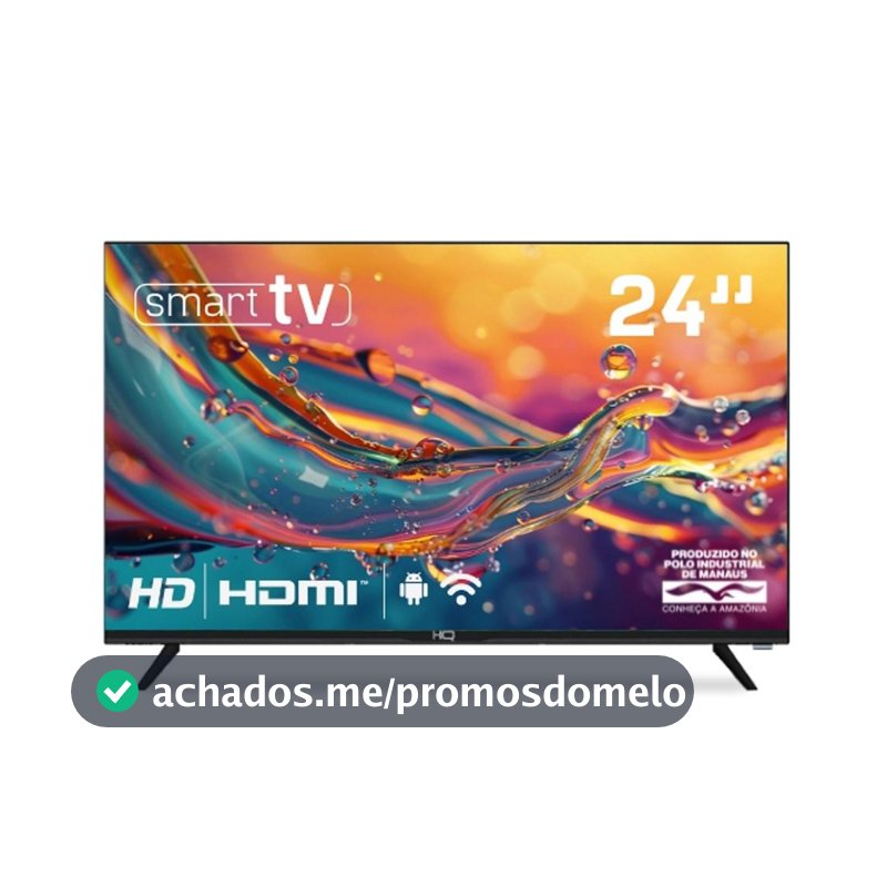 Smart TV HQ 24" HD Tela sem Bordas Sistema Android Design Slim HQS24NKHM