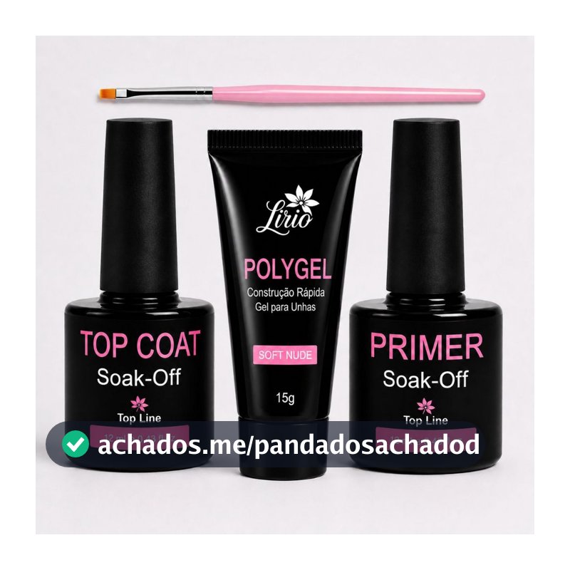 kit Polygel Unhas em Gel Iniciante Manicure Alogamento de Unha Poligel Top Coat Primer Pincel