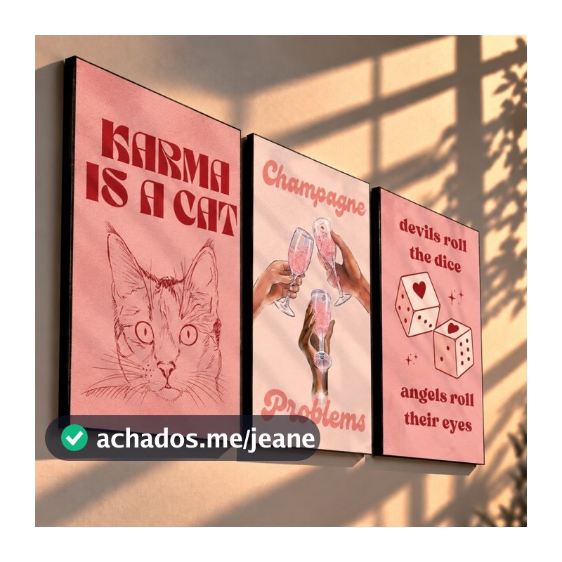 Quadro decorativo Pink vibe (3 peças)