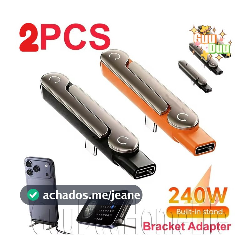 [GUUDUU] Adaptador De Carregamento De Telefone Tipo C De 240 W-Conversor Macho Para USB-Fêmea-Suporte Embutido-Com Dobrá