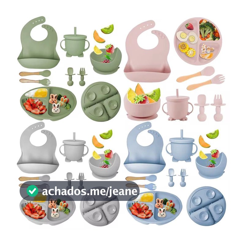kit 6/8 peças de Silicone para alimentação de bebês