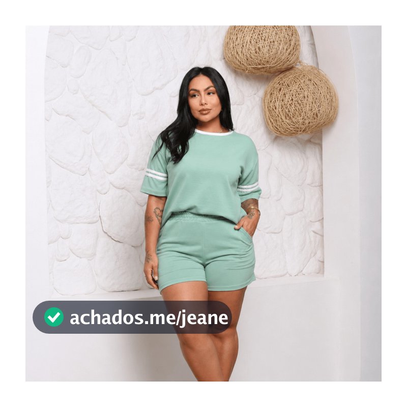 Conjunto  2 Peças – Blusa Manga Curta + Shorts Cintura Alta Casual e Confortável