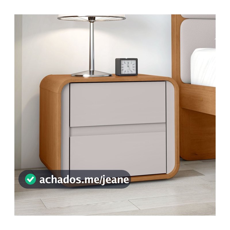 Mesa de Cabeceira 2 Gavetas Loop Amêndoa Clean/Off White