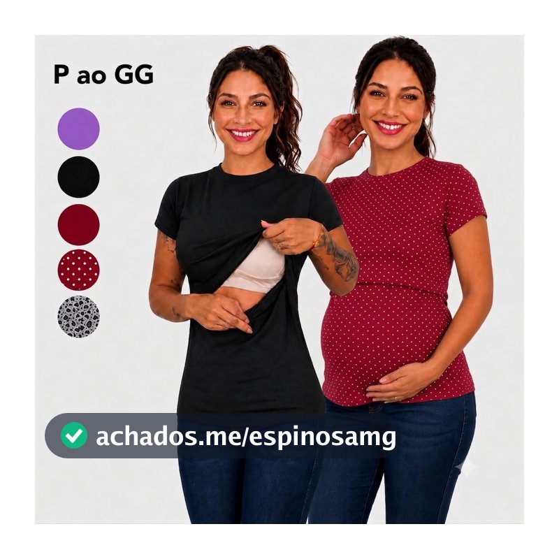 Blusa Feminina Amamentação Manga curta Malha macia com abertura discreta e Prática