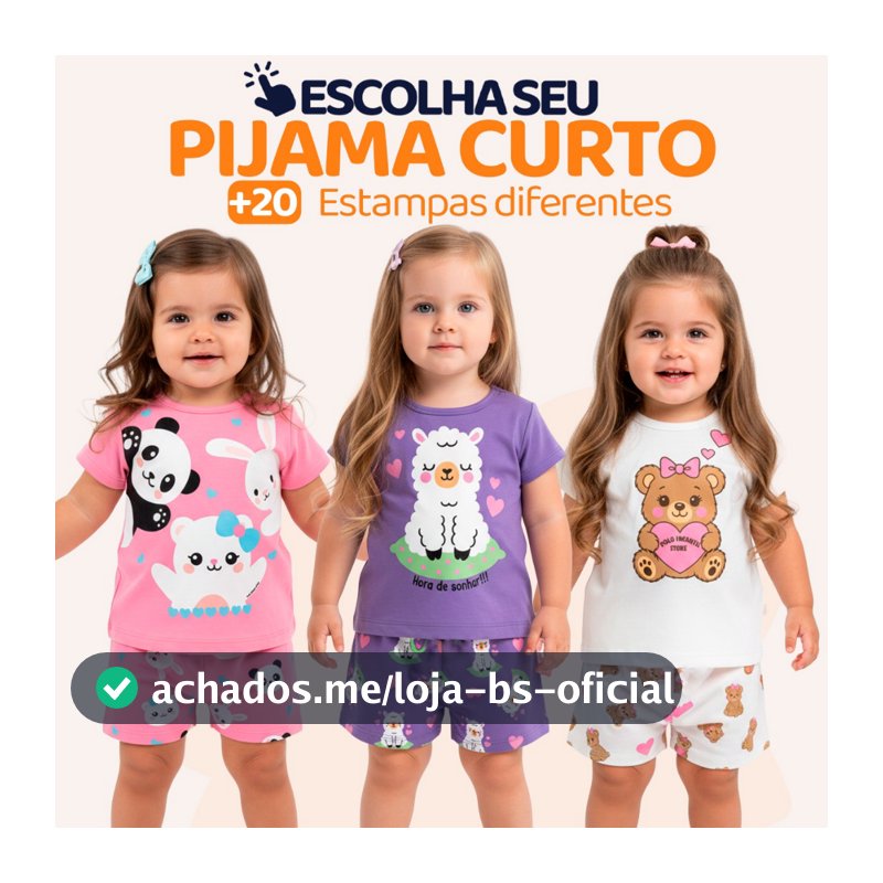 Pijama Infantil Bebê Menina Manga Curta com Estampas Fofas e Conforto Roupa para dormir Bebê Feminino Verão Calor L06