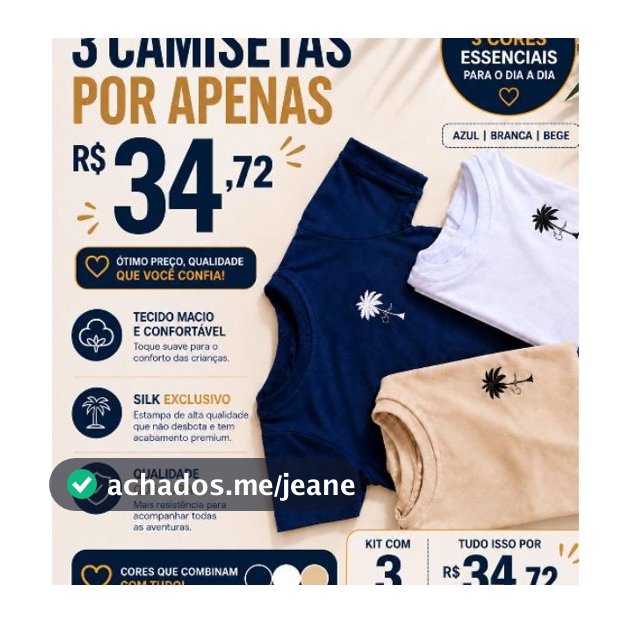 kit 3 camiseta infantil menino basica 100% algodão 30.1 penteada