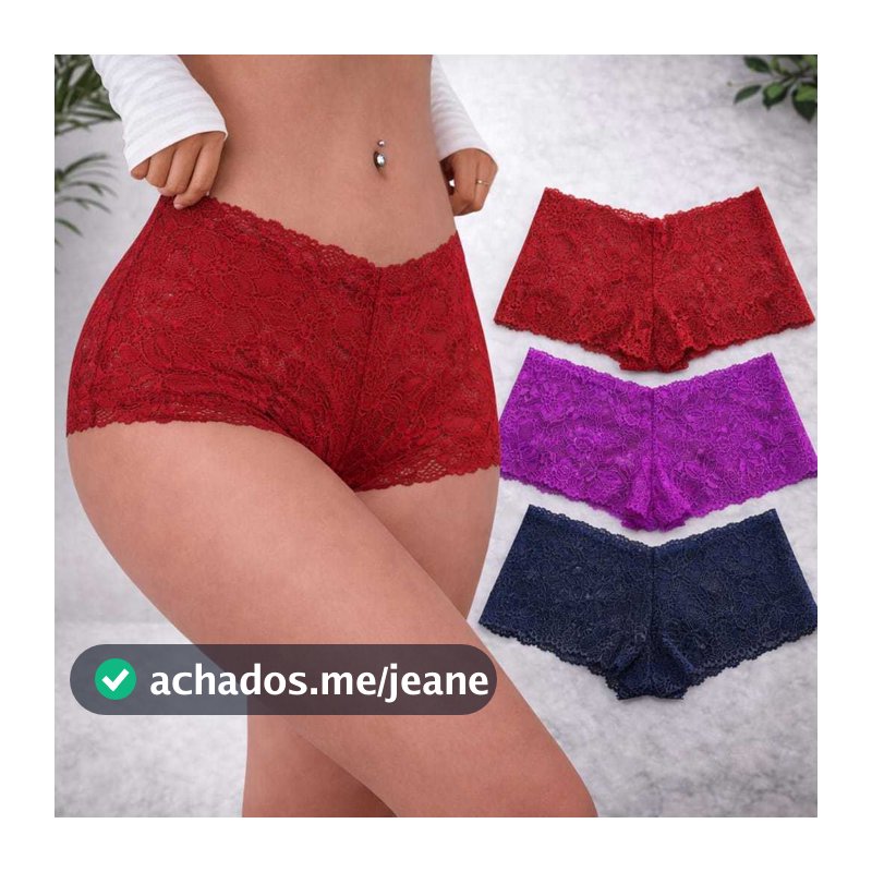 Calcinha de Renda kit com 10 Shortinho Caleçon Sensual fio dental calesson com forro