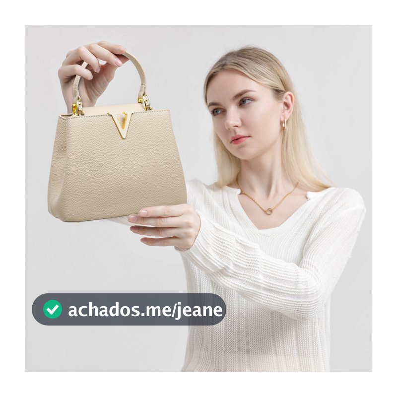 Bolsa Feminina Luxo Elegante com Fivela de Metal – Nova Coleção - COR BEGE