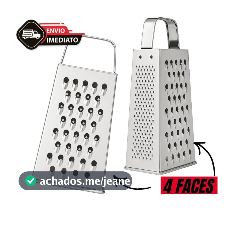 Ralador Inox 4 Faces Multiuso Reforçado | Utensílio de Cozinha para Queijo, Legumes e Verduras
