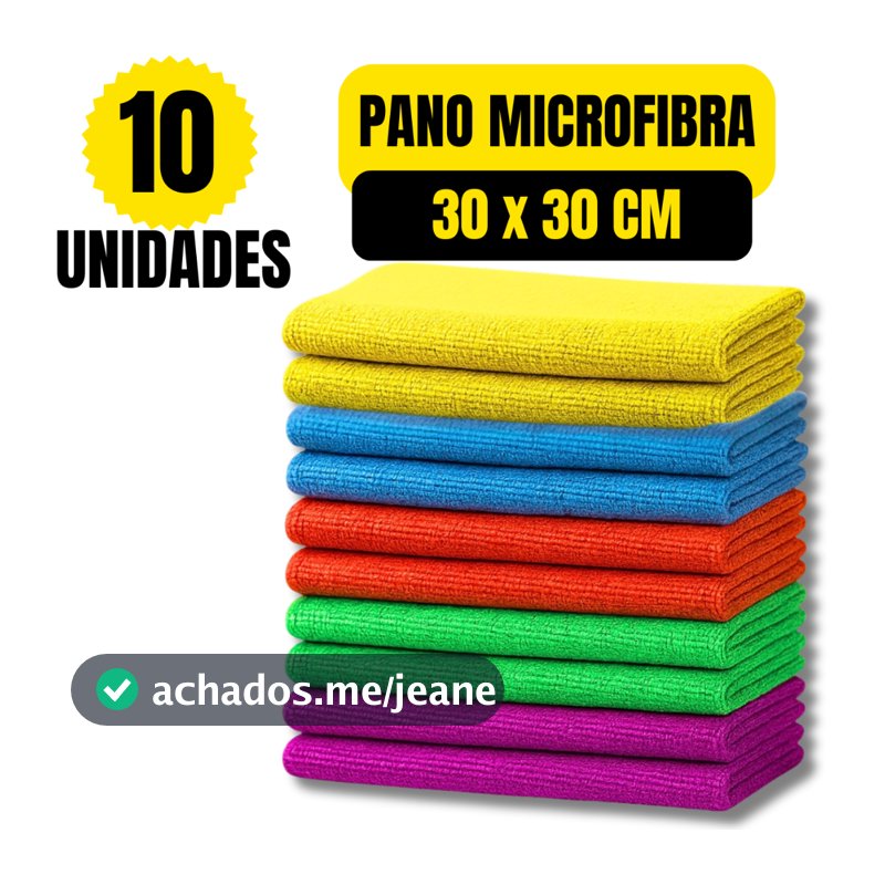 Kit 10 Panos de Limpeza Microfibra Alta Absorção Flanela Automotivo Carro Pia 30x30cm Vidro Multiuso Pano De Limpeza