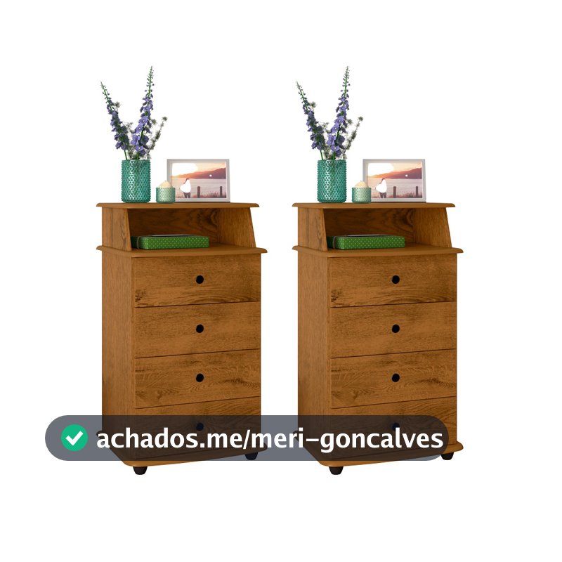 Kit Mesa de Cabeceira 4 Gavetas Quarto Luxo II EJ moveis