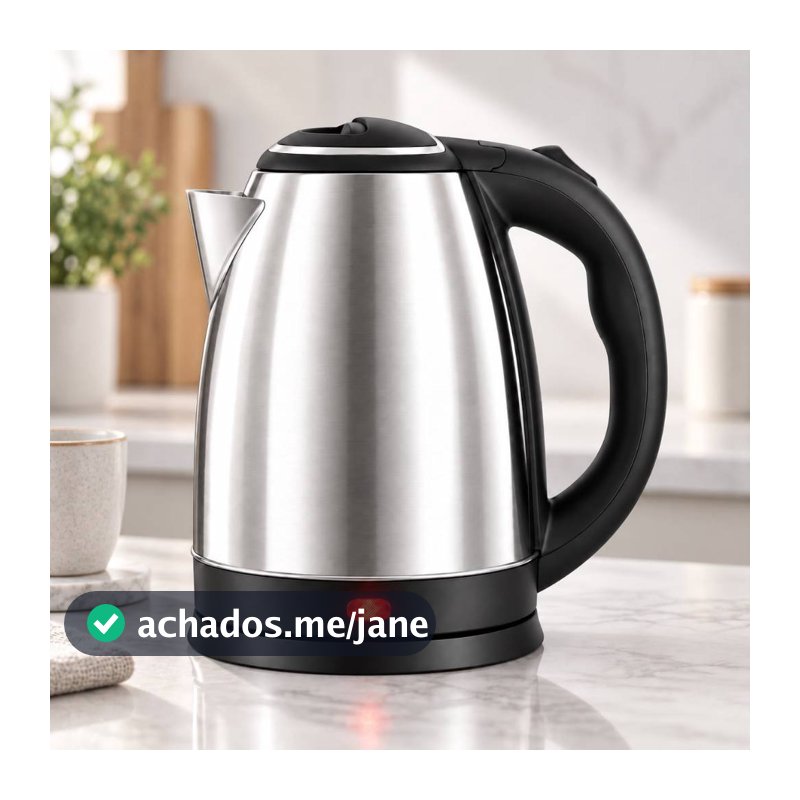 Chaleira Jarra Elétrica Térmica Bule Com Tampa Inox Prateada 1,8 Litros 1000W