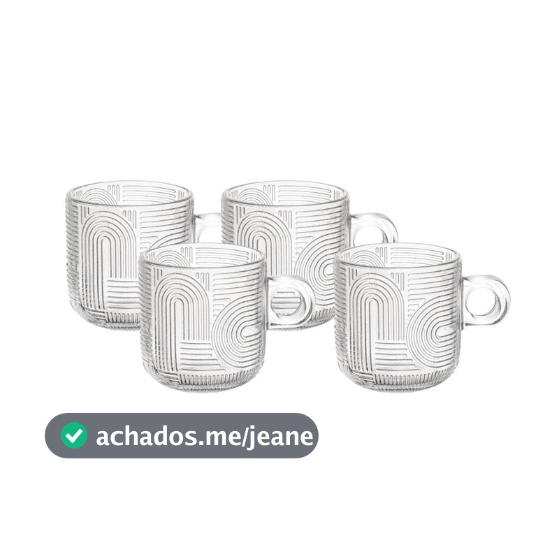 Conjunto 4 Xícaras de Vidro Frankfurt 100ml Wolff para Café Chá Cozinha Mesa Posta Decoração Sala Presente Elegante Nova