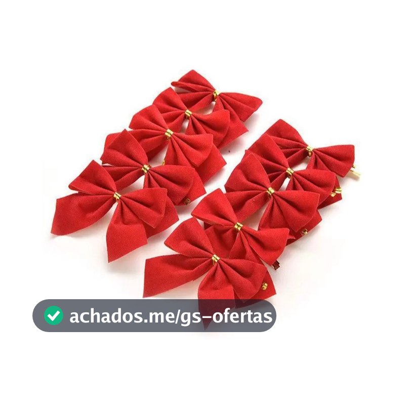 Kit 10 Laço Veludo Pequeno Vermelho Enfeite Árvore Natal