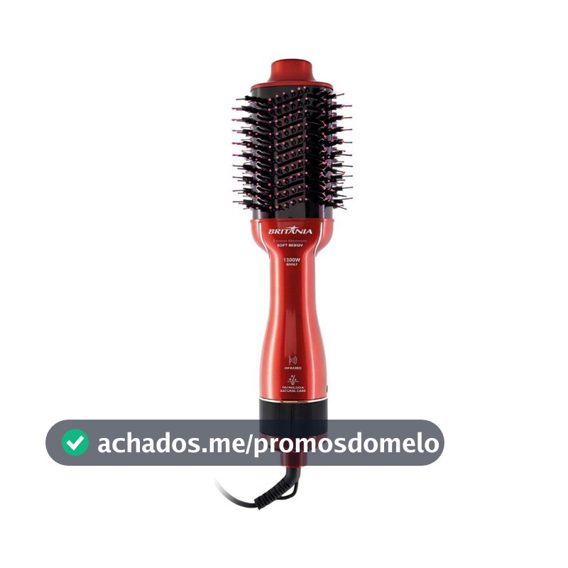 Escova Secadora Britânia Soft 4 em 1 BES12 Luz Infrared 1300w Vermelha Bivolt