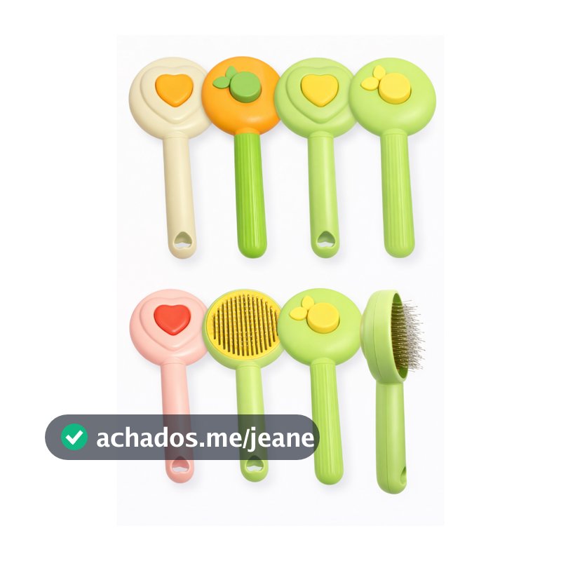 Escova Pet Autolimpante para Cães e Gatos com Botão de Limpeza e Cerdas de Aço Inoxidável