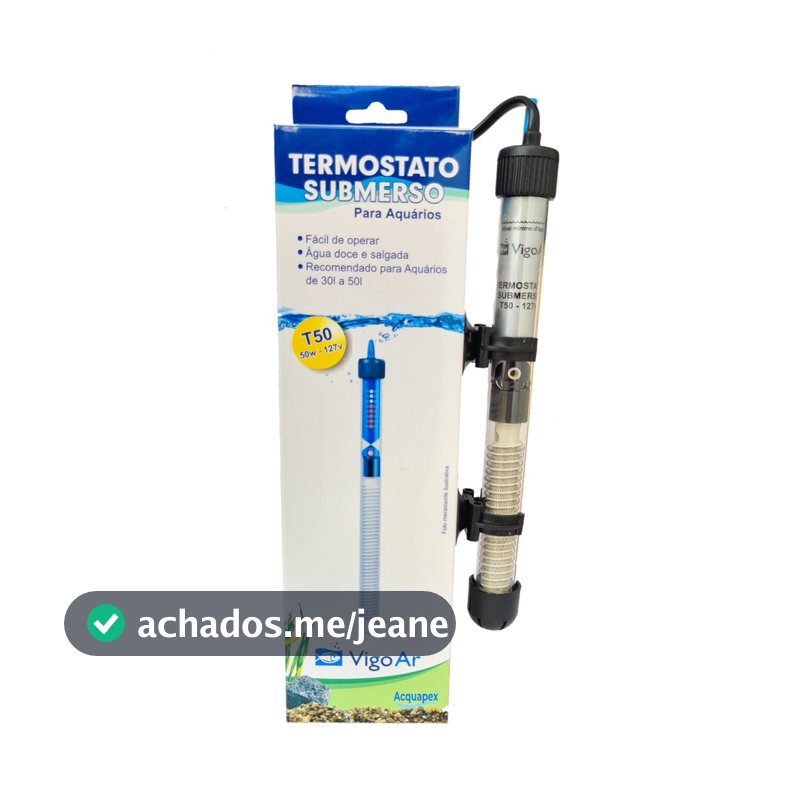 Termostato com Aquecedor 50W Vigoar  Aquário até 50 litros